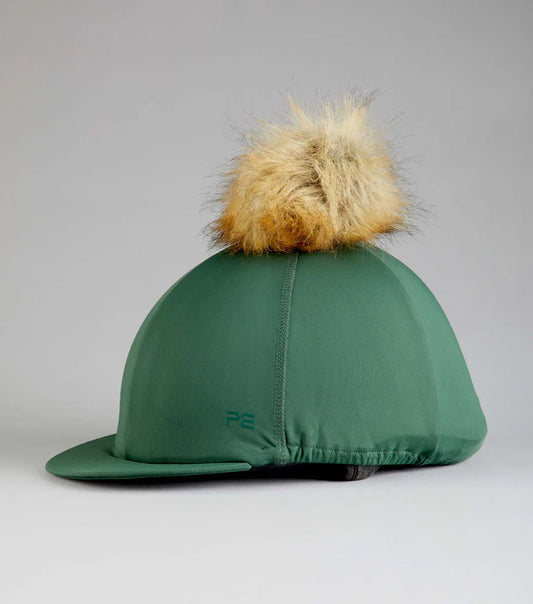 Premier Equine Jersey Hat Silk with Faux Fur Pom Pom .