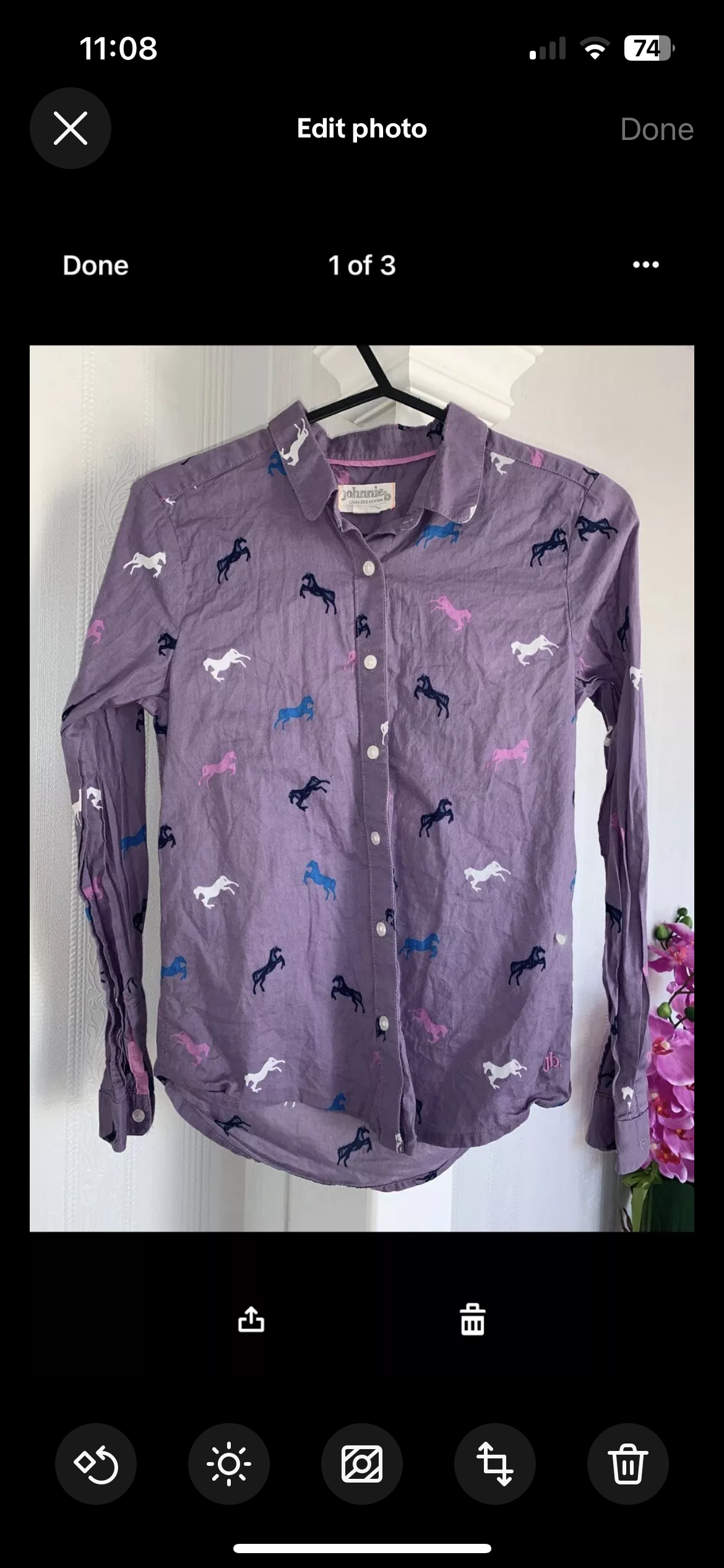 Johnnie Horse Motif Long Sleeved Shirt Size 9/10 Years