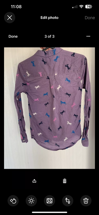 Johnnie Horse Motif Long Sleeved Shirt Size 9/10 Years