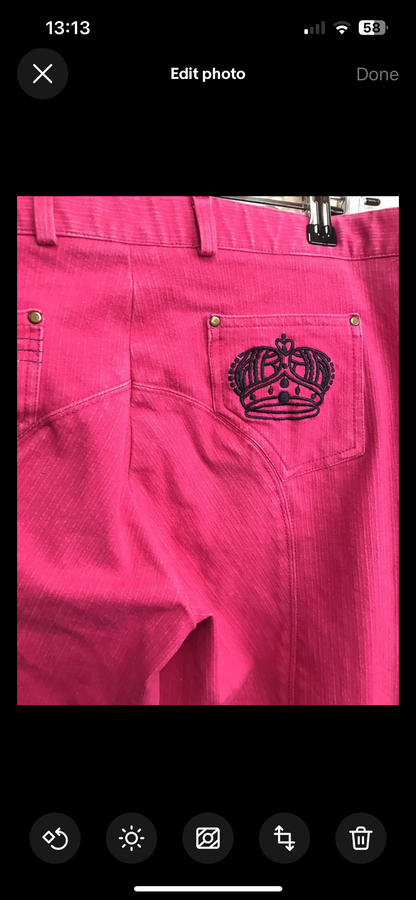 Ladies Sherwood Forest Pink Jodhpurs With Suede Knees,Size 18.