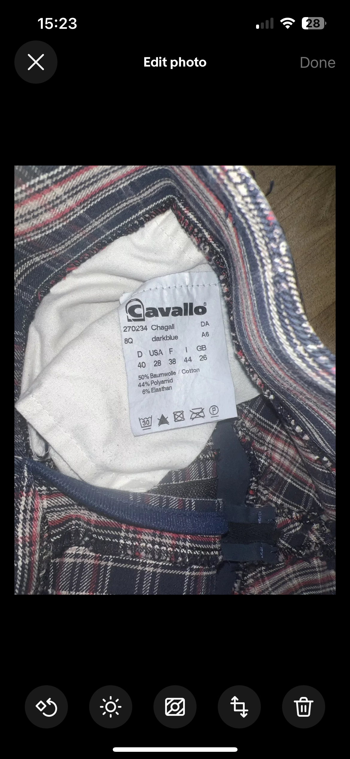 Cavallo Ladies Breeches Check Size 26”