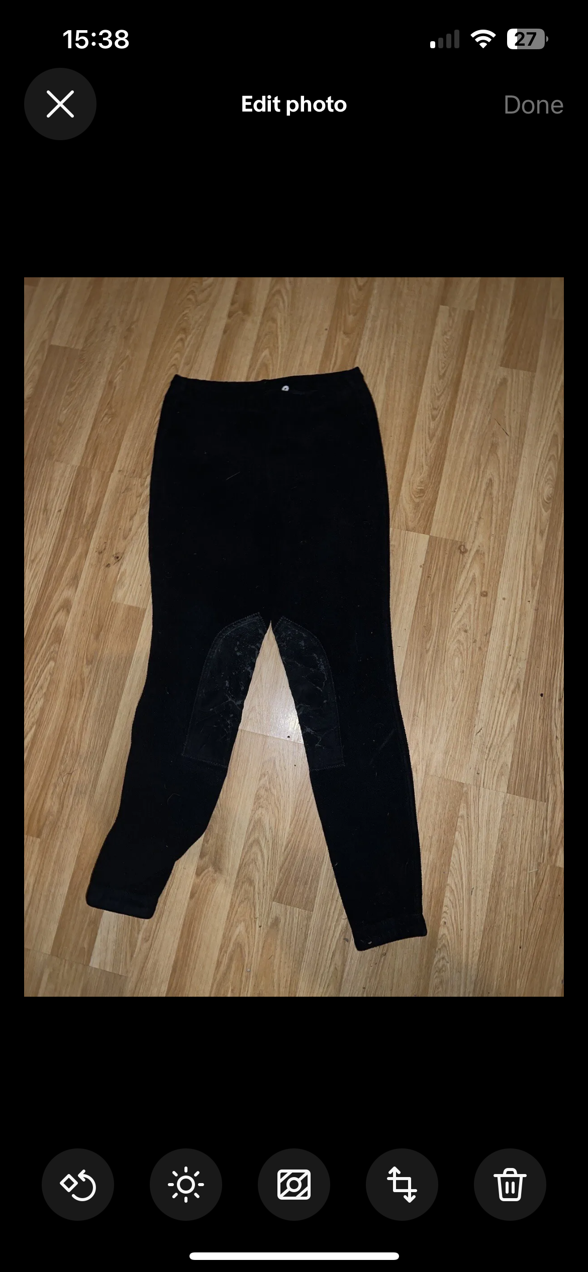 Fleece Black Jodphurs Size 28”