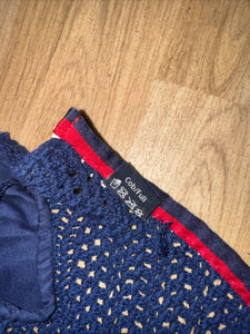 Shires Navy Bound Red/white Trim Ear Veil - Cob/full