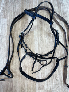 English Leather Plaited Bridle / Reins Full Brown #26