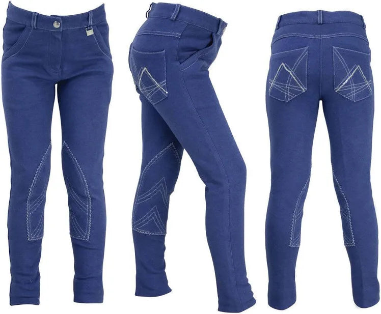 Hy Performance Bordeaux Children's 18” or 22” Jodhpurs - Twilight Blue/Silver