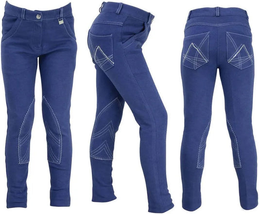 Hy Performance Bordeaux Children's 18” or 22” Jodhpurs - Twilight Blue/Silver