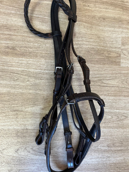 Plaited Browband English Leather Bridle – Snaffle or Double Bit, Cob / Full Size
#3