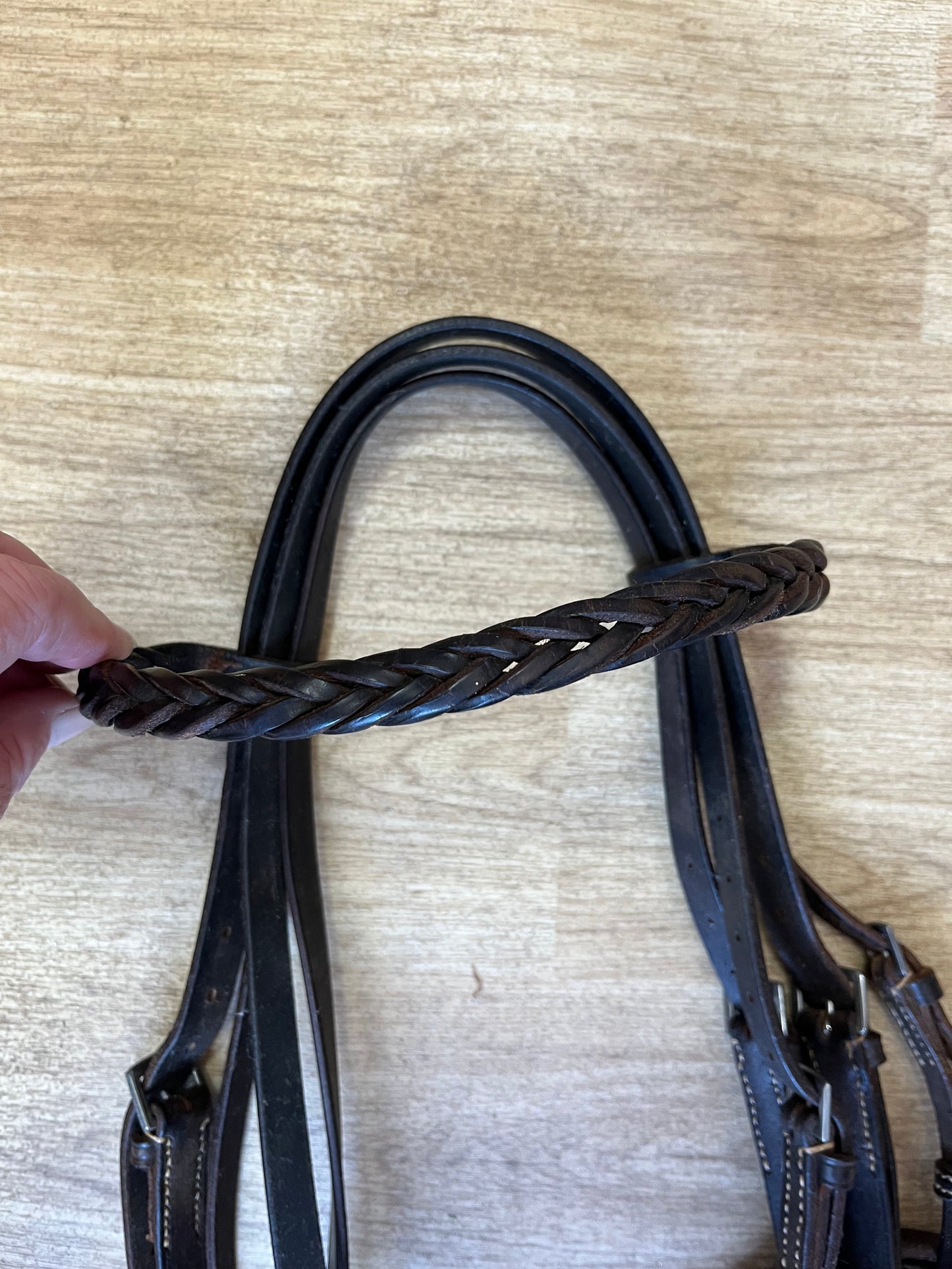 Plaited Browband English Leather Bridle – Snaffle or Double Bit, Cob / Full Size
#3