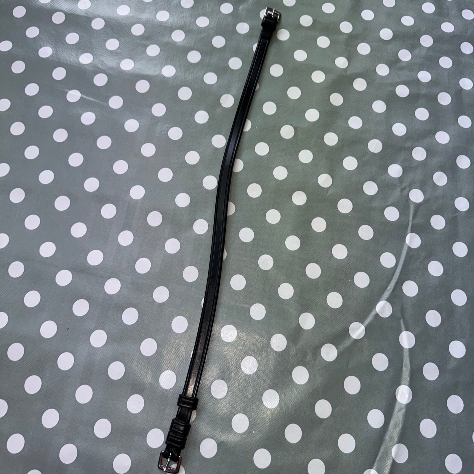 English Black Cob Leather Throatlash Strap - Double Buckle