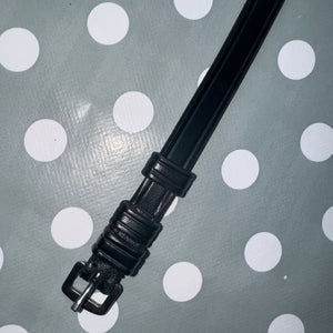 English Black Cob Leather Throatlash Strap - Double Buckle