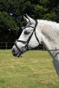 Rhinegold Italian Leather Anatomical Bridle With Mexican Noseband
Includes Smooth Feel Rubber Reins