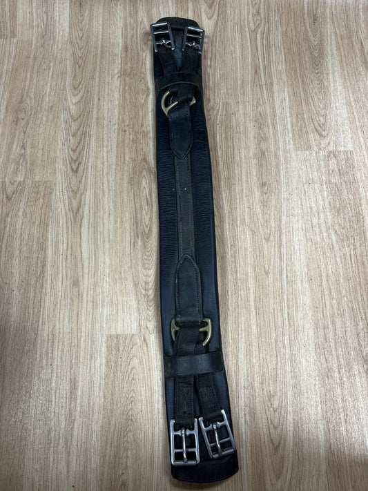 Black Leather Humane Padded Girth 30”