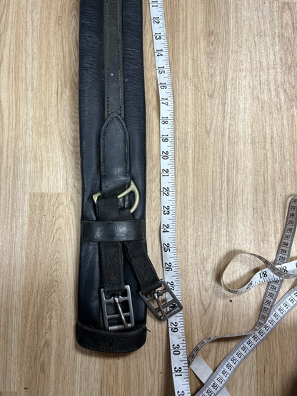Black Leather Humane Padded Girth 30”