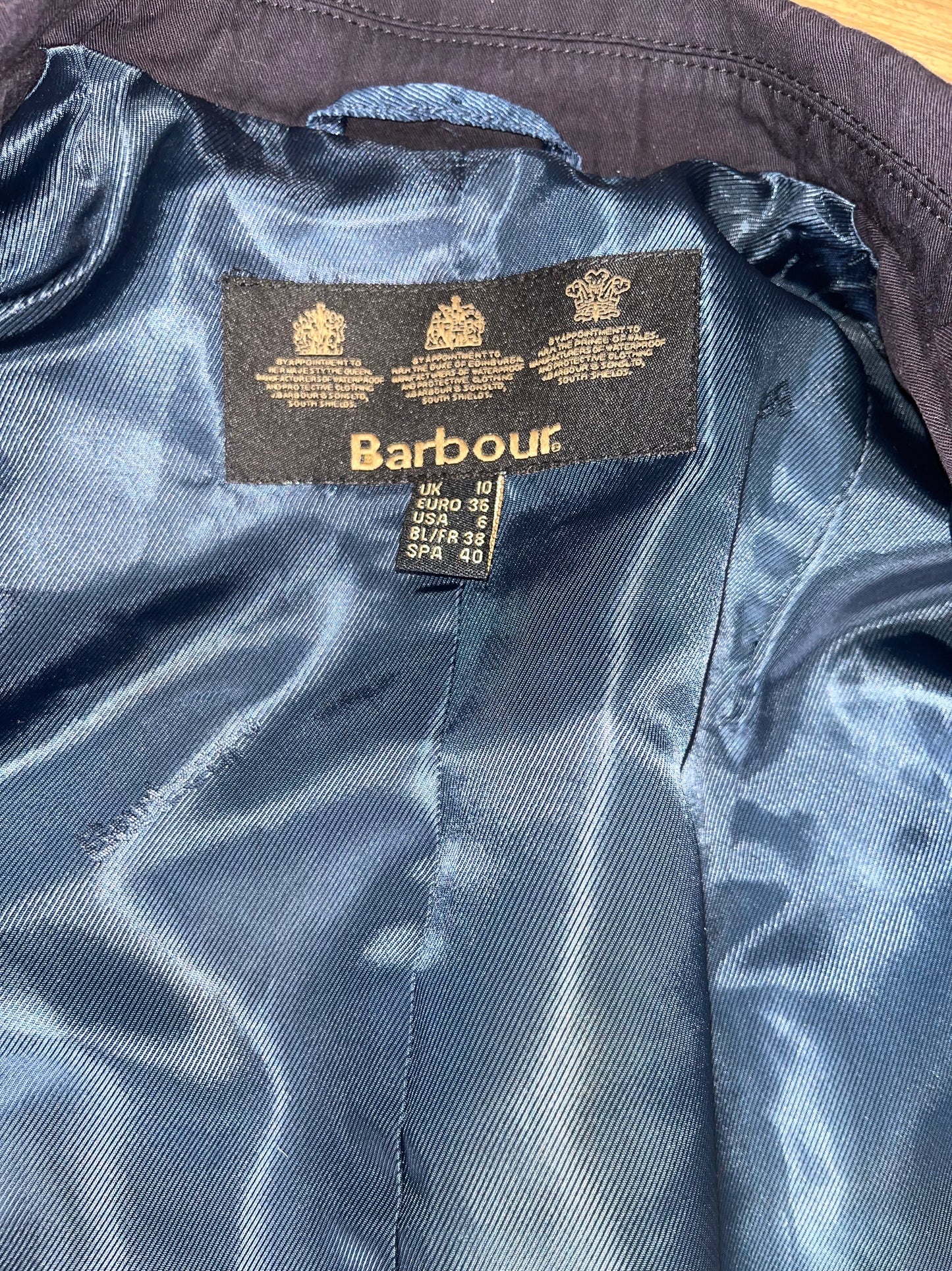 Barbour Navy Jacket Size 10