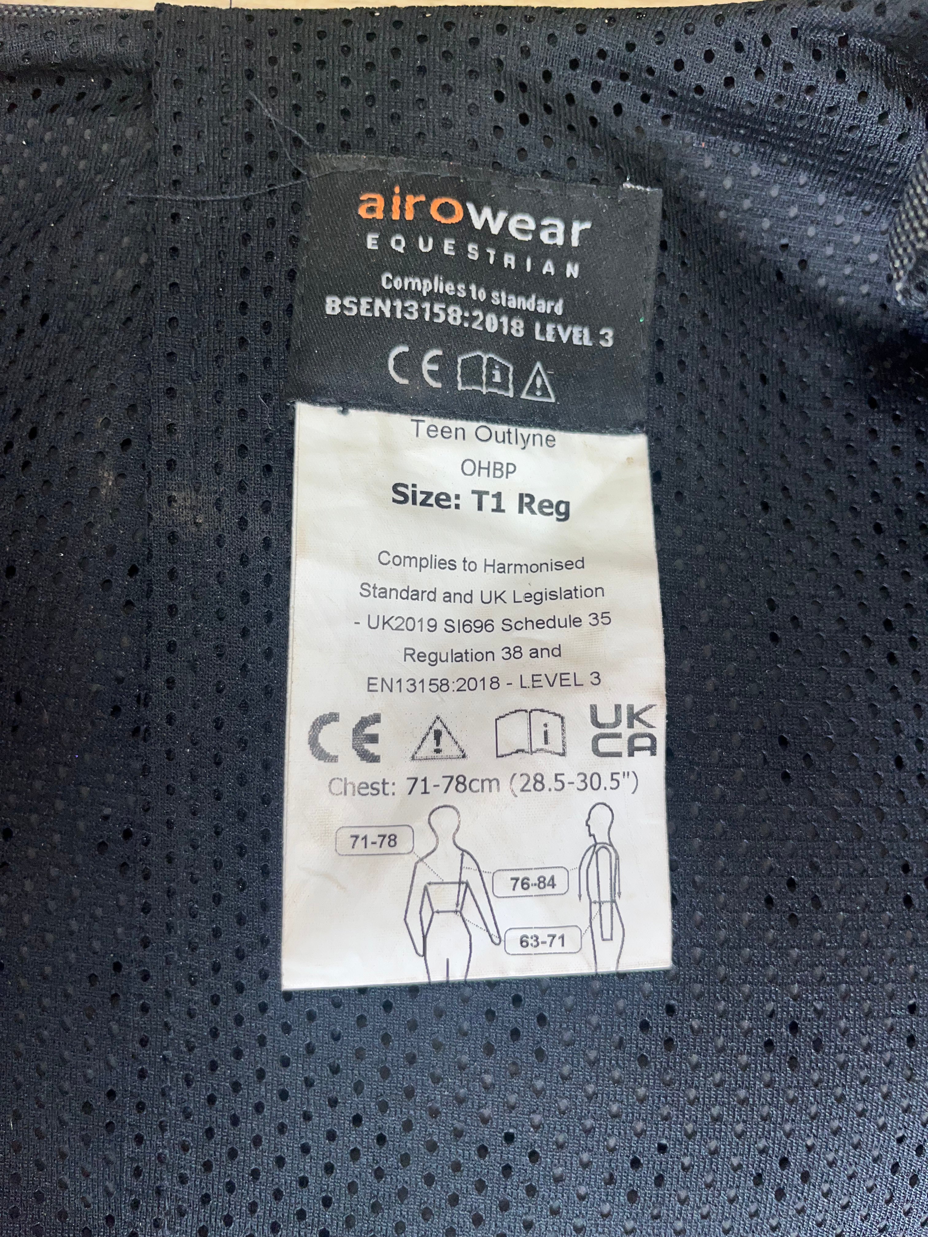 Airowear Teen Outlyne T1 Reg Body Protector Level 3 2018