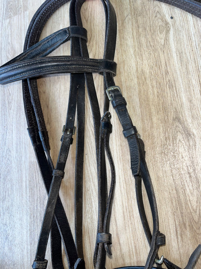 Brown English Leather Flash Bridle with Pimple Grip Reins – Full Size
 #35