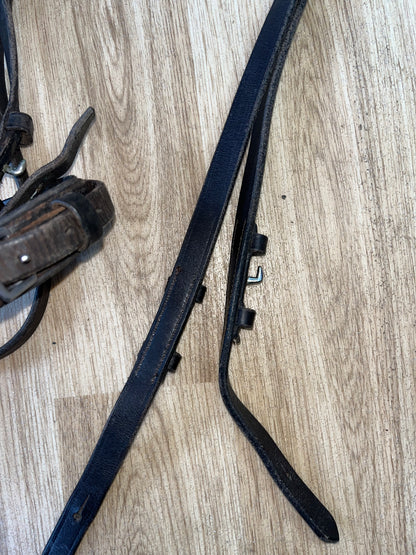 Brown English Leather Flash Bridle with Pimple Grip Reins – Full Size
 #35