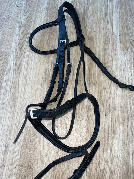 Brown English Leather Flash Bridle with Fancy Stitching – Full Size
 #38