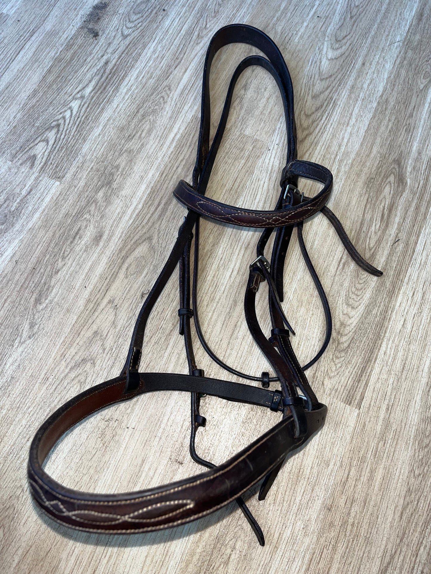 Brown English Leather Flash Bridle with Fancy Stitching – Full Size
 #38