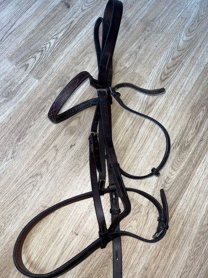 Brown English Leather Flash Bridle with Fancy Stitching – Full Size
 #38