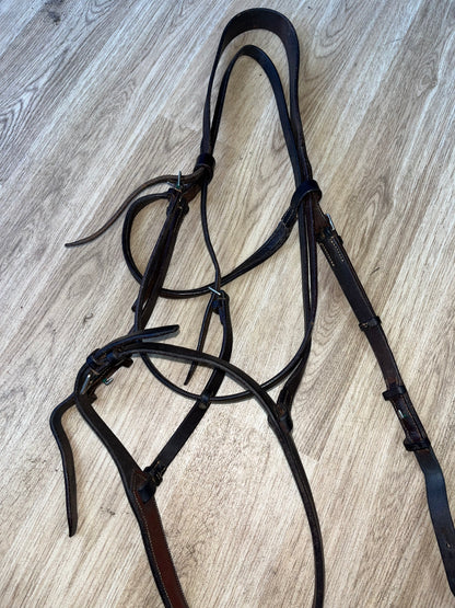 Brown English Leather Flash Bridle with Fancy Stitching – Full Size
 #38
