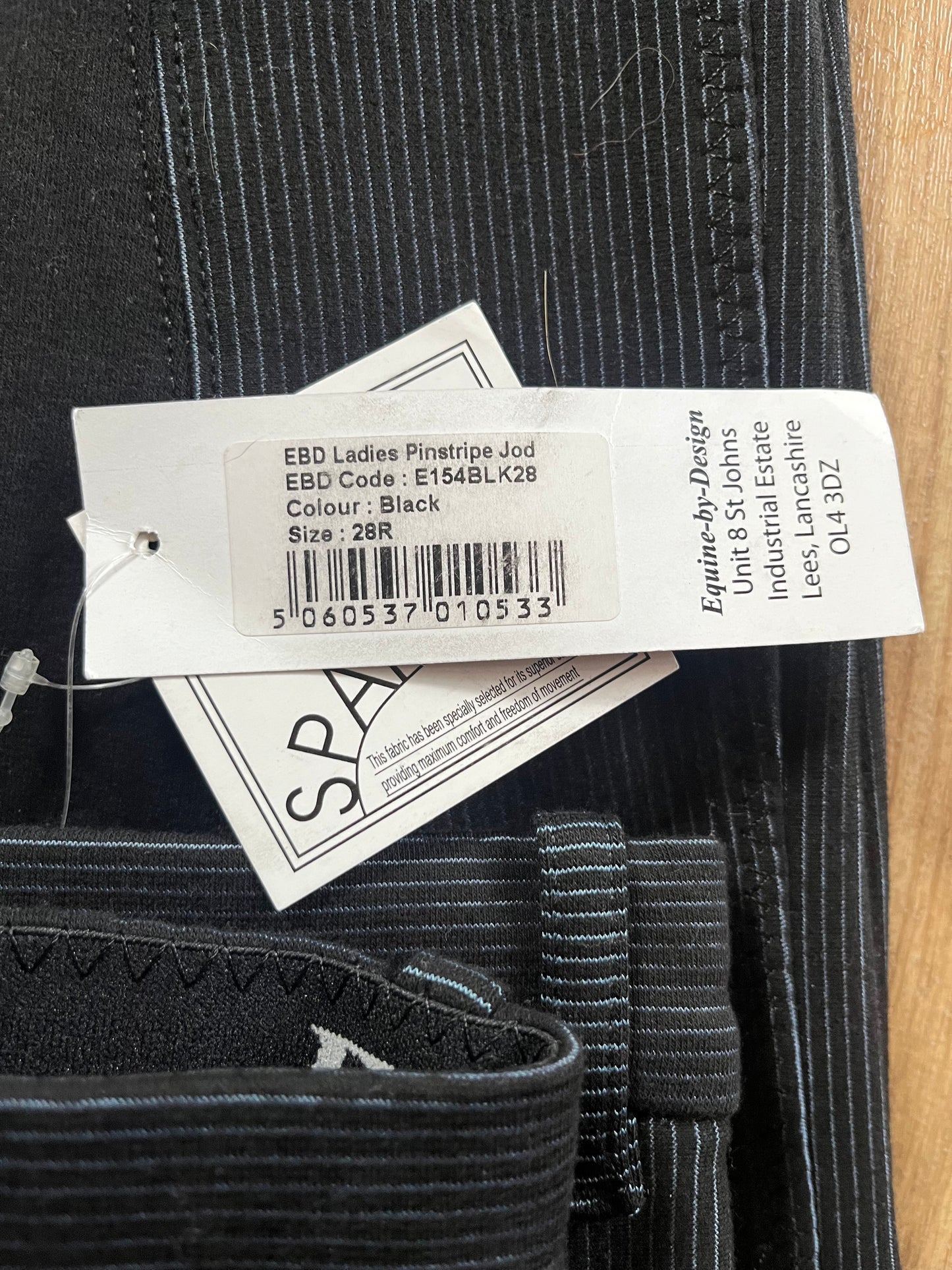 Ebd Size 28” Ladies Pinstripe Jodphurs Black