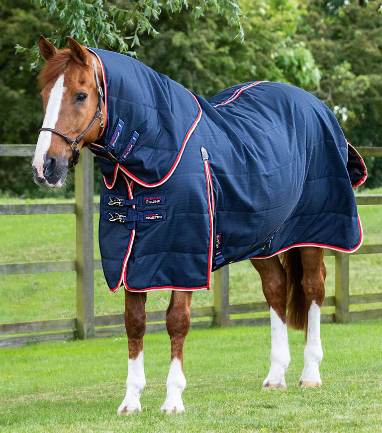 Premier Equine Stable Buster 100g Stable Rug with Neck Cover Navy