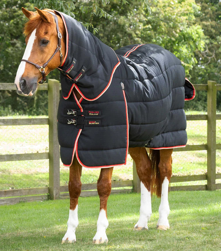 Premier Equine Stable Buster 200g Stable Rug with Neck Cover Black
