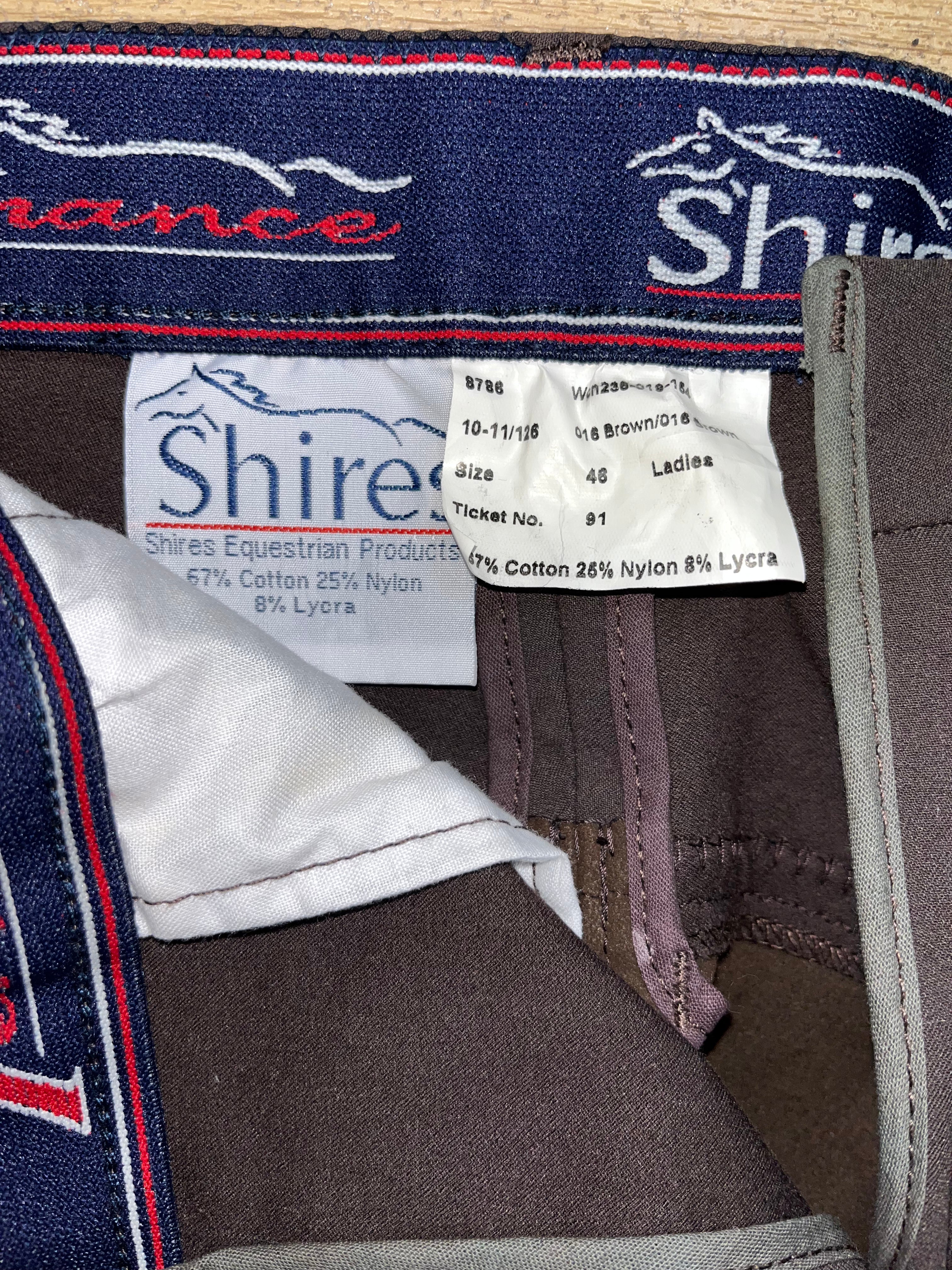 Shires Performance Breeches Ladies Size 46 Brown