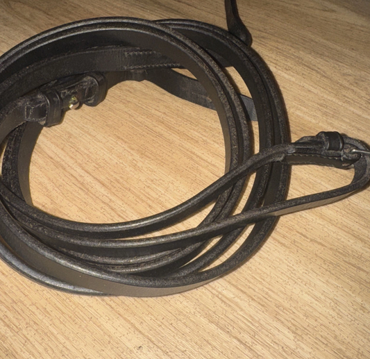 Black Full Size English Plain Reins #24