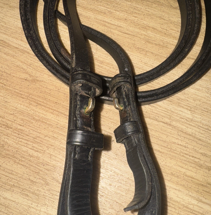 Black Full Size English Plain Reins #24