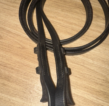 Black Full Size English Plain Reins #24