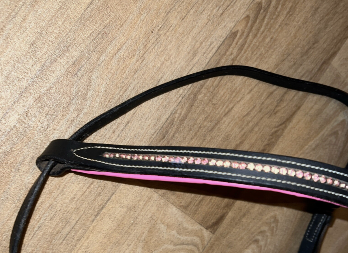 Spare Pink & Black Bling Browband & Flash Noseband FULL / Free Post #54