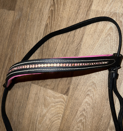 Spare Pink & Black Bling Browband & Flash Noseband FULL / Free Post #54