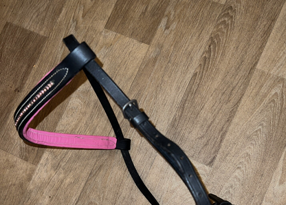 Spare Pink & Black Bling Browband & Flash Noseband FULL / Free Post #54
