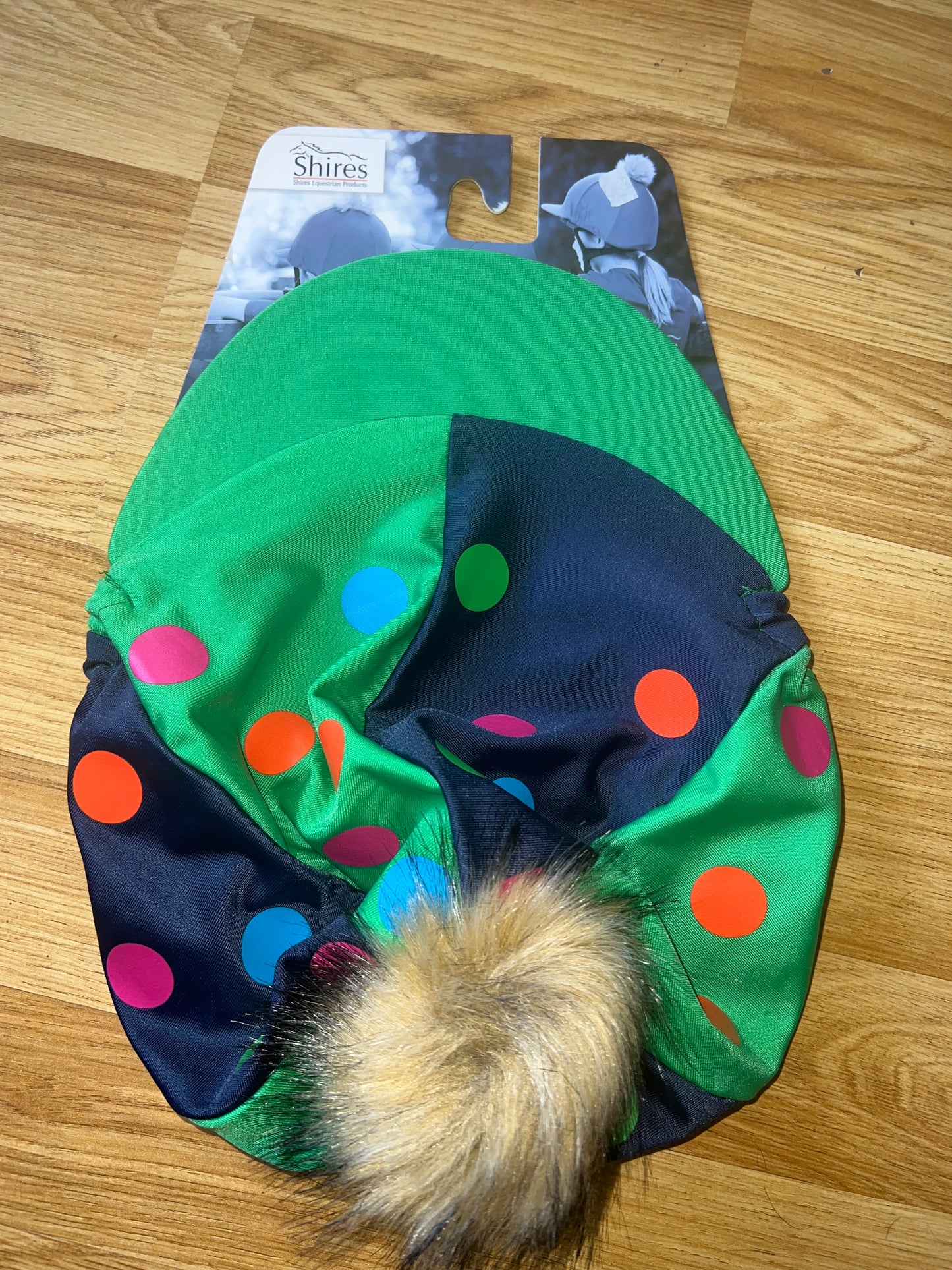 Shires Green Spot Pom Pom Hat Silk