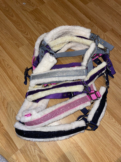 Glitter Bling Fluffy Headcollar - Various Colours - Pony Cob Full