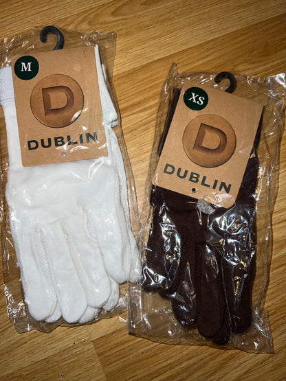 Dublin Track Riding Gloves - Brown XS or White Medium