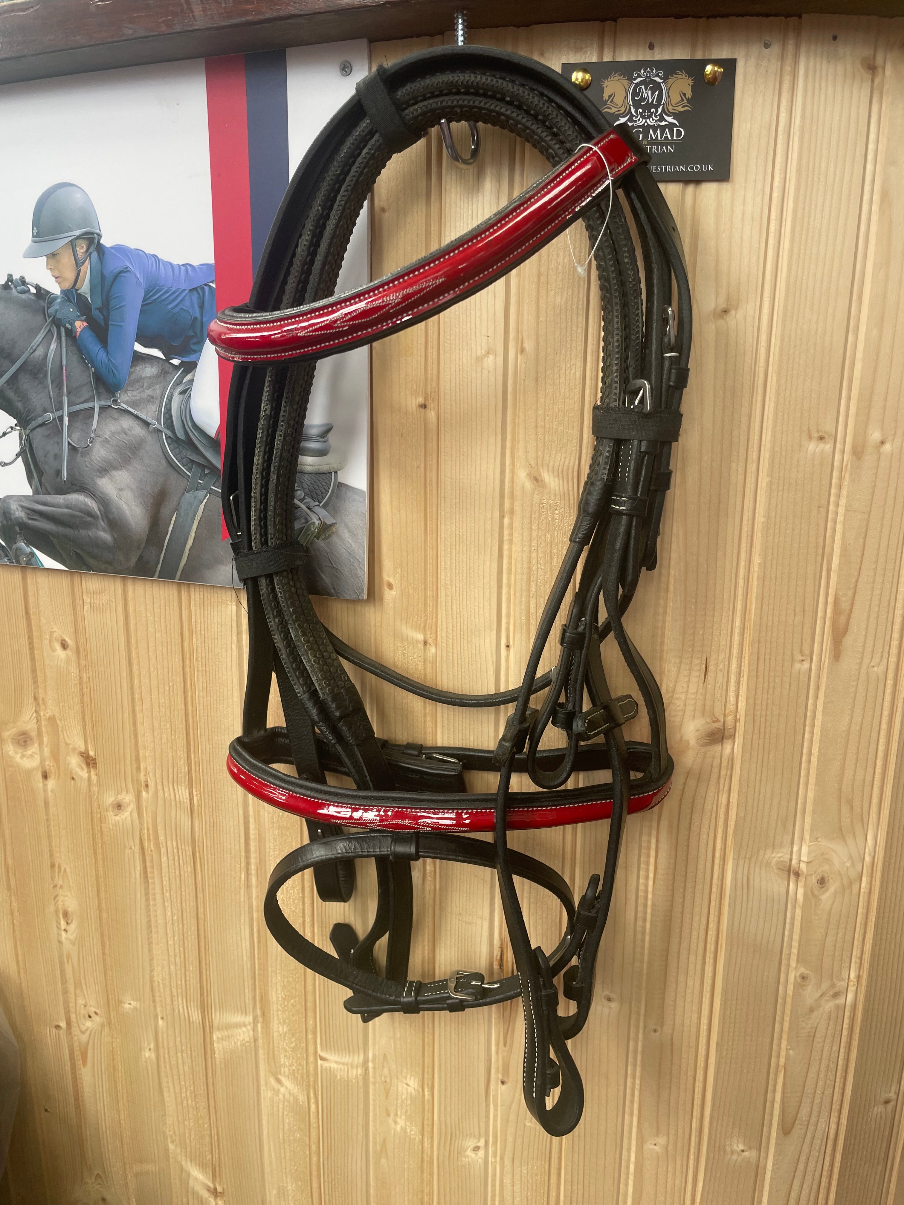 Red Patent Black Pony Flash Bridle - Free Delivery 📦