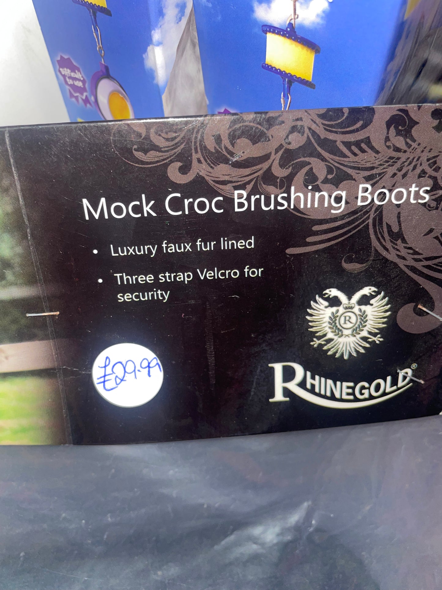 Rhinegold Mock Croc Patent Brushing Boots - Pony Cob Full XF