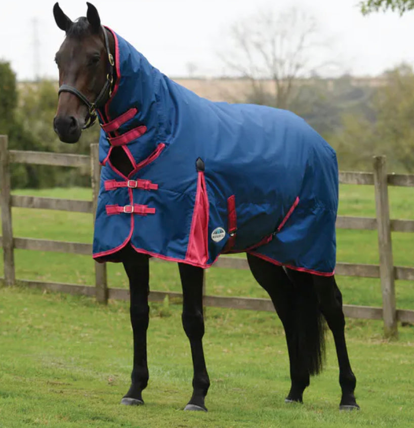 Weatherbeeta 100g comfitec classic combo medium/lite turnout rug blueberry/pink size 5ft6 4’6 4’0