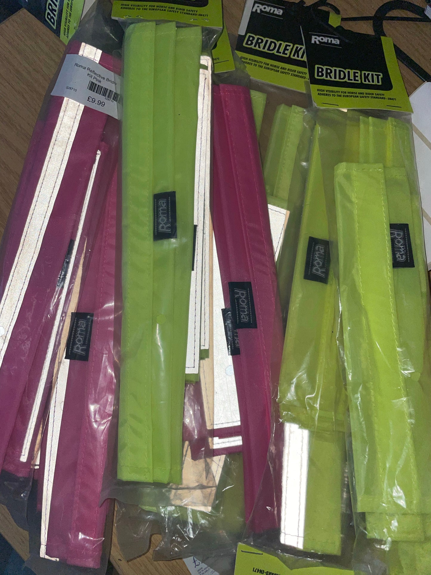 Roma Hi Viz Reflective Bridle Pieces - Pink or Yellow