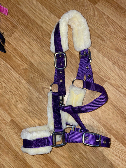 Glitter Bling Fluffy Headcollar - Various Colours - Pony Cob Full