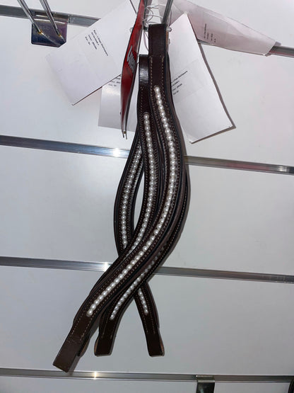 Loveson Pearl Curved Padded Browband - Brown - Shetland
