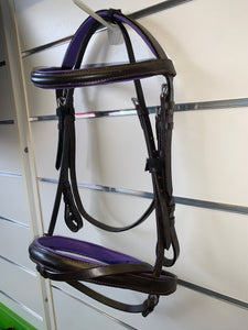 Brown Flash Bridle with Purple Padding - Full Size