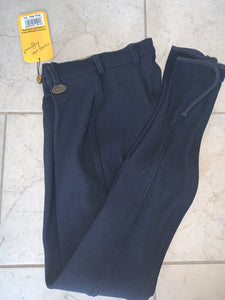 Hkm Soft Ribbed Navy Breeches - Ladies 24”