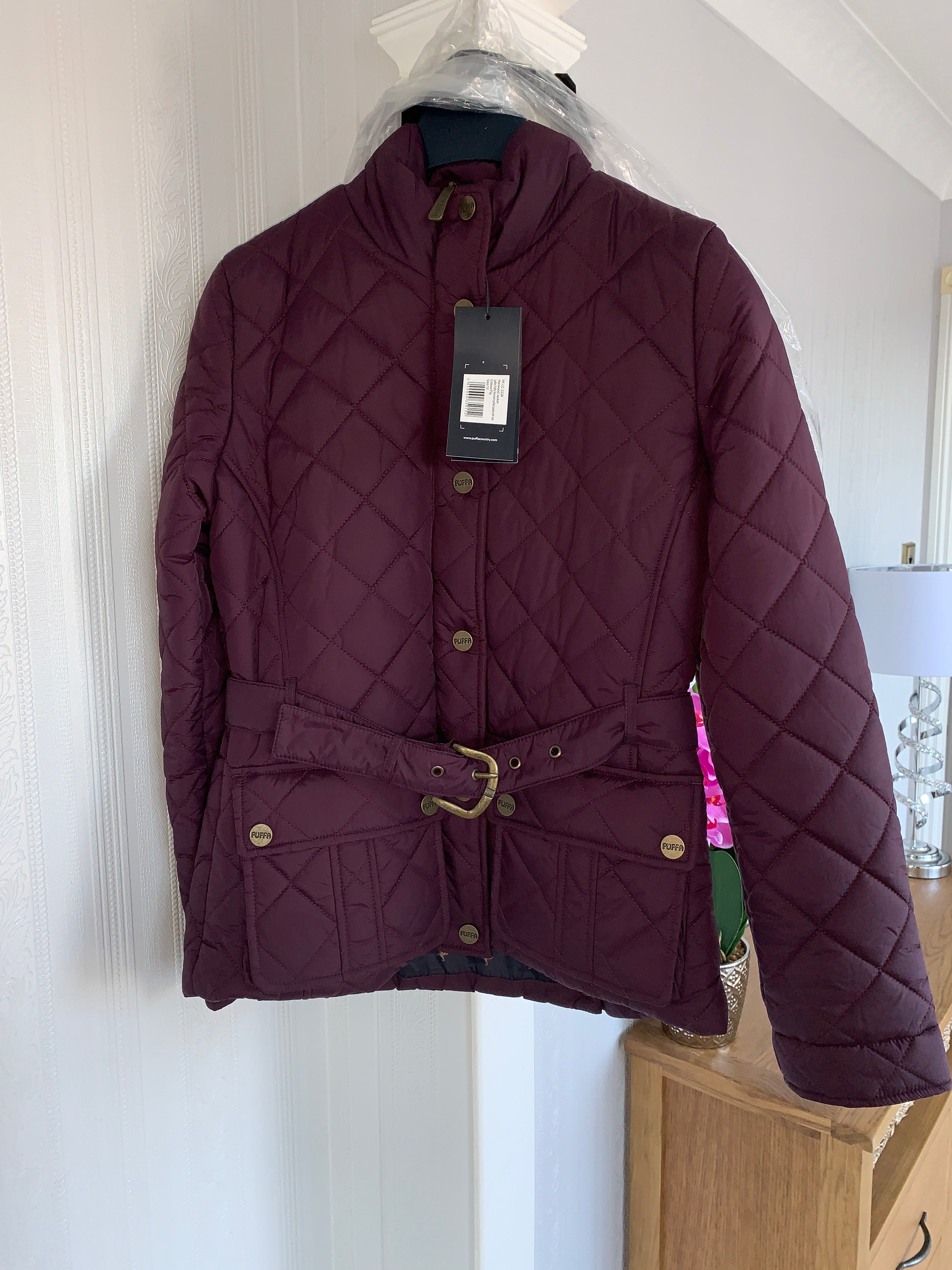 Puffa Fig Quilted Belted Country Jacket - Size 10