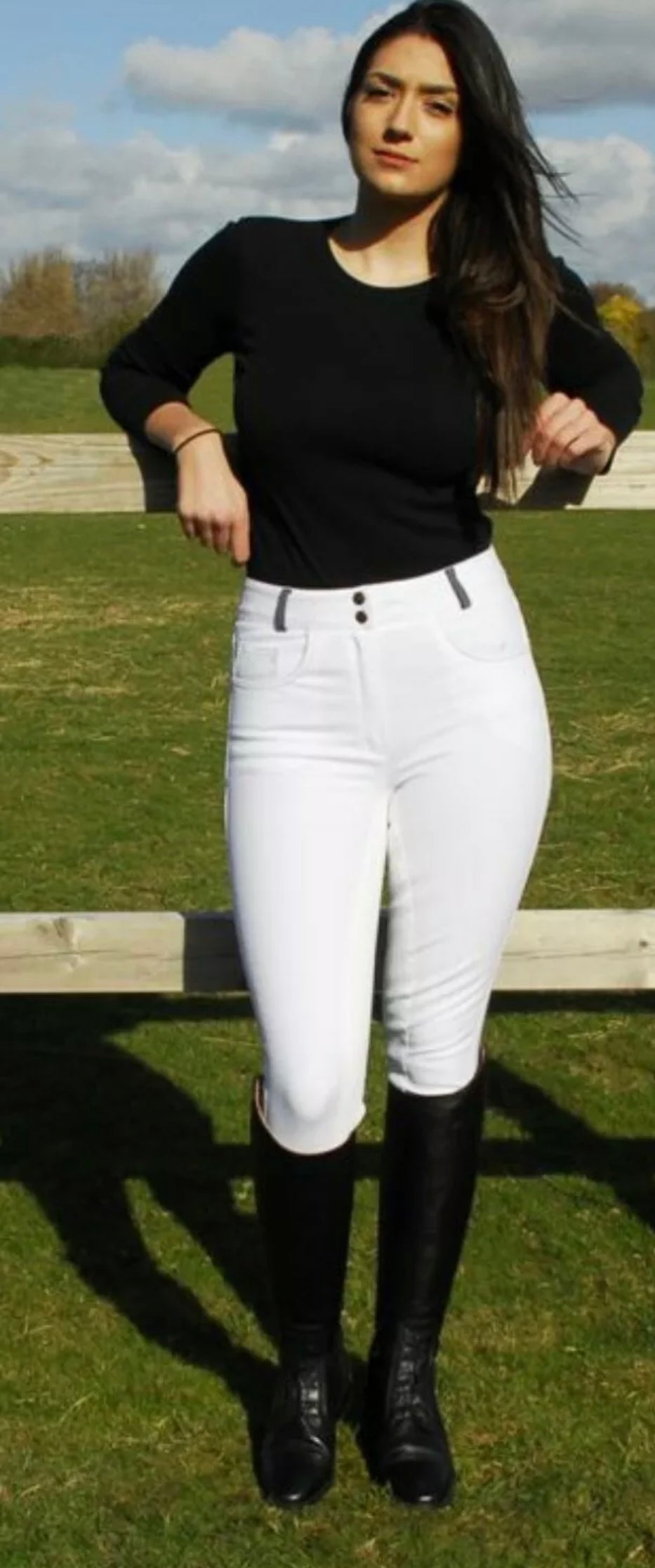 Rhinegold Elite Contrast Stitch Breeches Size 18 White