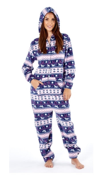 Navy Fairisle Soft Fleece Onesie - Girls 3/4 5/6yrs - Free Delivery 🚚