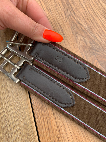 Gallop Brown Leather Padded Stud Girth - 38” 40” - Free Delivery